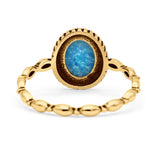 Oval Thumb Ring Oxidized Statement Fashion Ring Band Lab Created Opal 925 Sterling Silver