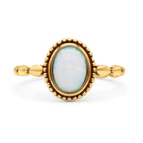 Oval Thumb Ring Oxidized Statement Fashion Ring Band Lab Created Opal 925 Sterling Silver