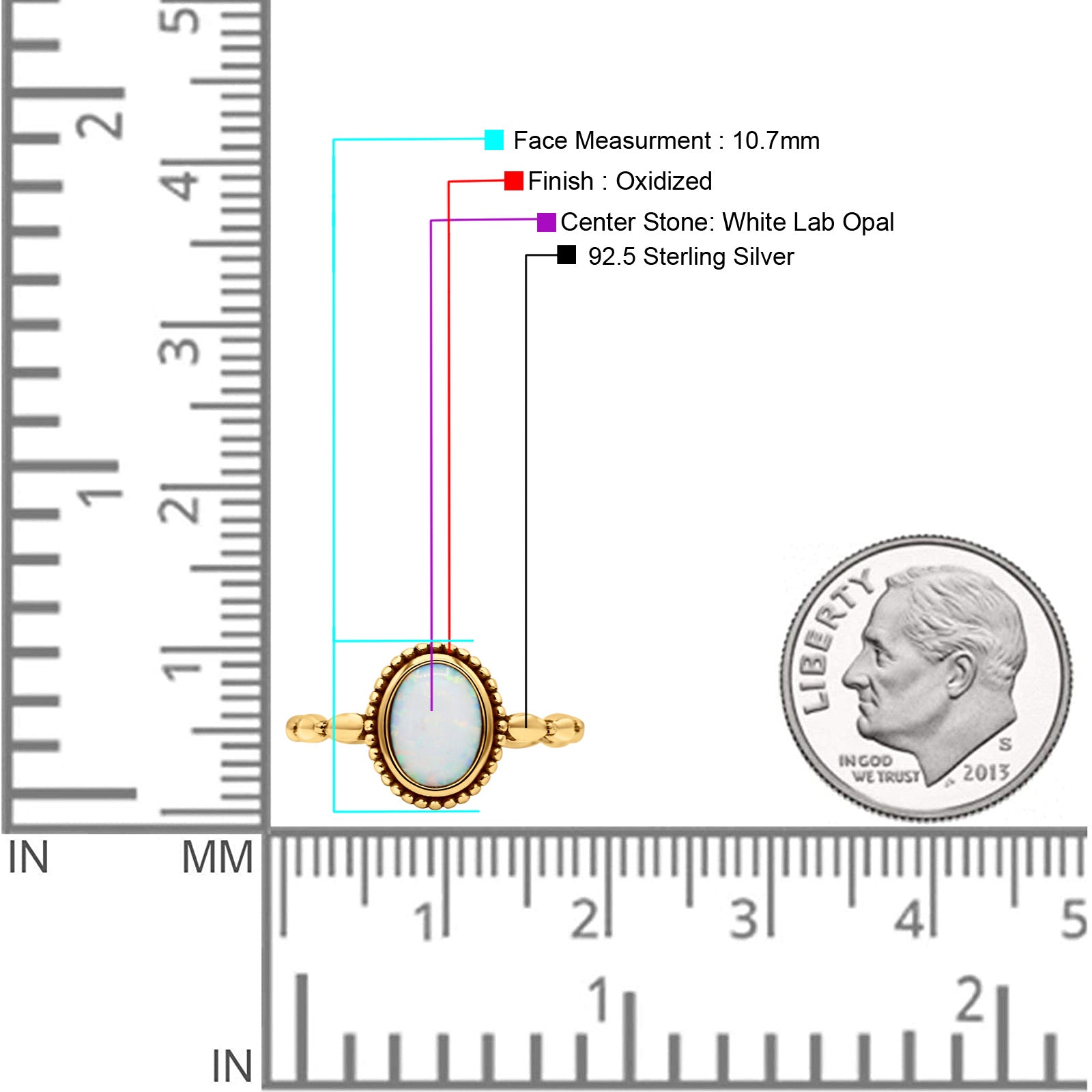 Oval Thumb Ring Oxidized Statement Fashion Ring Band Lab Created Opal 925 Sterling Silver