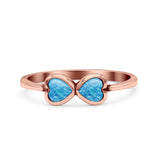 Hearts Thumb Ring Oxidized Statement Fashion Ring Band Lab Created Opal 925 Sterling Silver