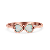 Hearts Thumb Ring Oxidized Statement Fashion Ring Band Lab Created Opal 925 Sterling Silver