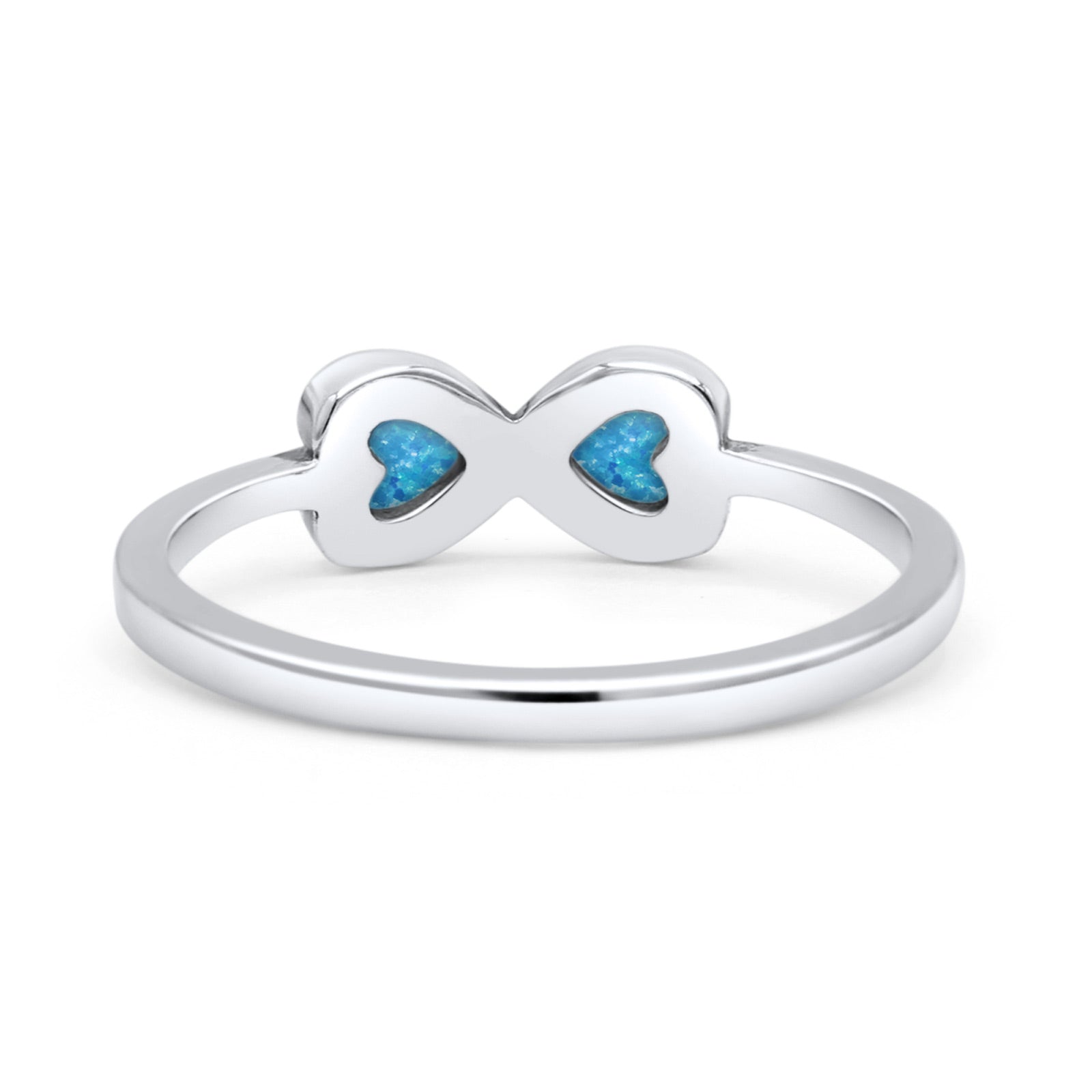 Hearts Thumb Ring Oxidized Statement Fashion Ring Band Lab Created Opal 925 Sterling Silver