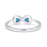 Hearts Thumb Ring Oxidized Statement Fashion Ring Band Lab Created Opal 925 Sterling Silver