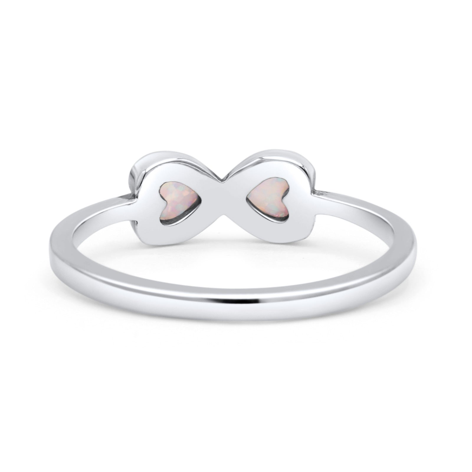 Hearts Thumb Ring Oxidized Statement Fashion Ring Band Lab Created Opal 925 Sterling Silver