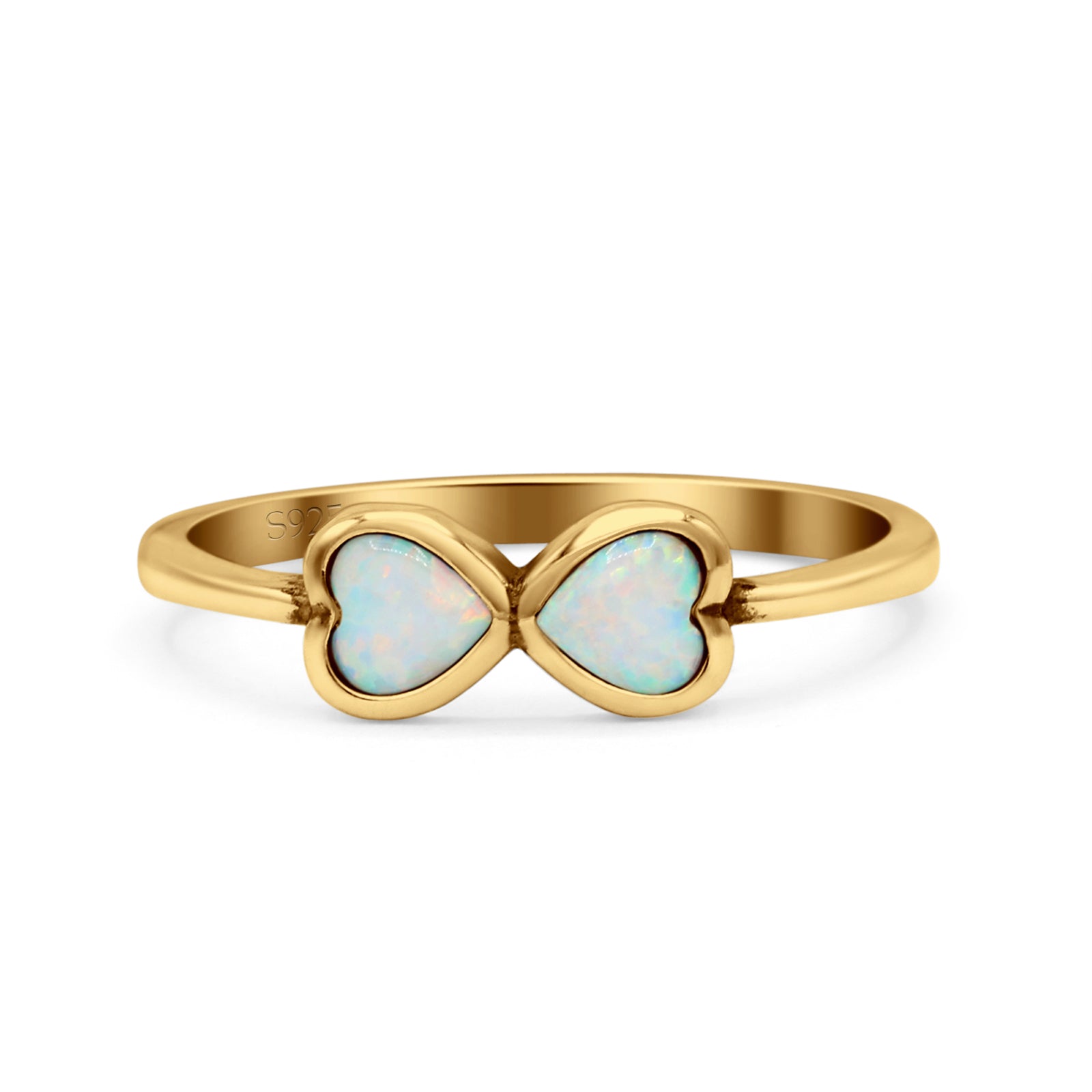 Hearts Thumb Ring Oxidized Statement Fashion Ring Band Lab Created Opal 925 Sterling Silver