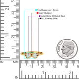 Hearts Thumb Ring Oxidized Statement Fashion Ring Band Lab Created Opal 925 Sterling Silver