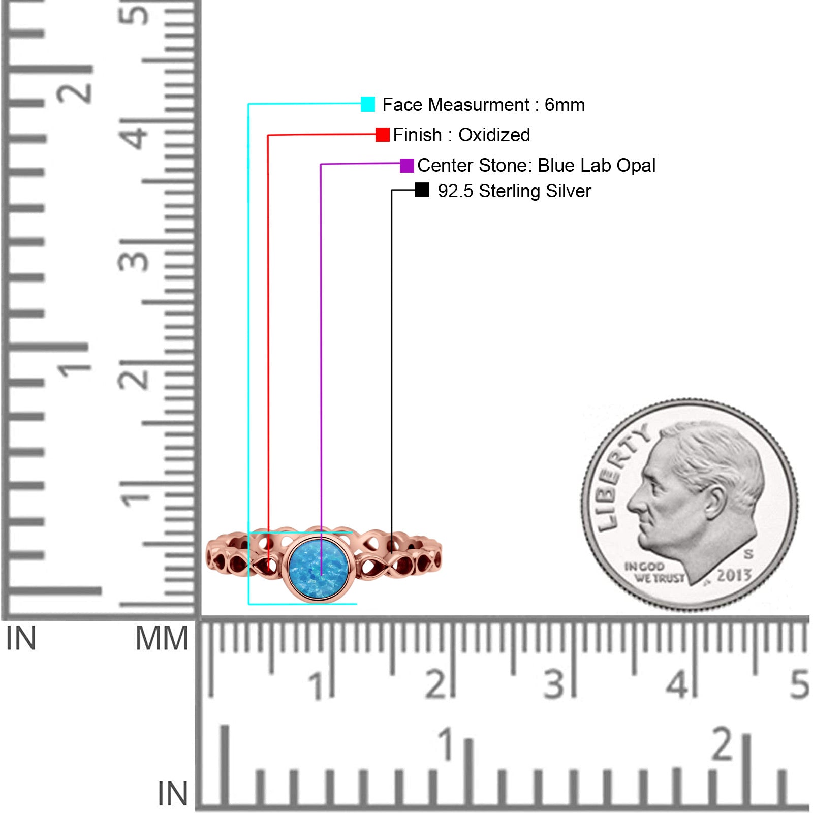 Infinity Oxidized Round Thumb Ring Lab Created Opal Statement Fashion Ring 925 Sterling Silver