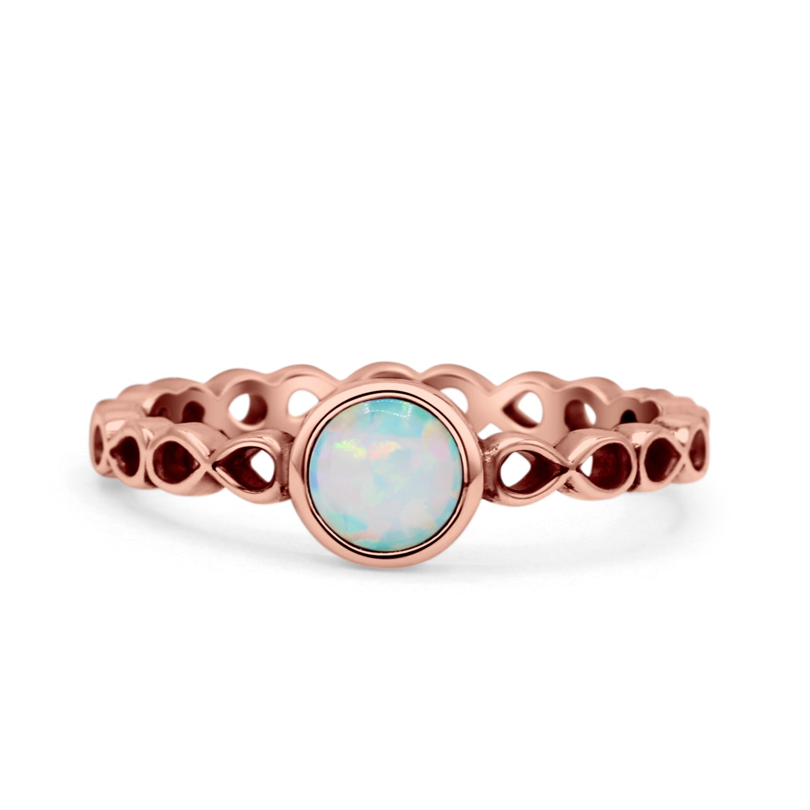 Infinity Oxidized Round Thumb Ring Lab Created Opal Statement Fashion Ring 925 Sterling Silver