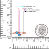 Thumb Ring Round Oxidized  Lab Created Opal 925 Sterling Silver