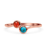 Thumb Ring Round Oxidized  Lab Created Opal 925 Sterling Silver