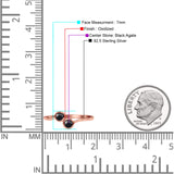 Thumb Ring Round Oxidized  Lab Created Opal 925 Sterling Silver