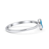Thumb Ring Round Oxidized  Lab Created Opal 925 Sterling Silver