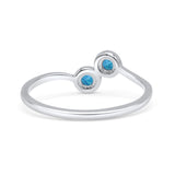 Thumb Ring Round Oxidized  Lab Created Opal 925 Sterling Silver