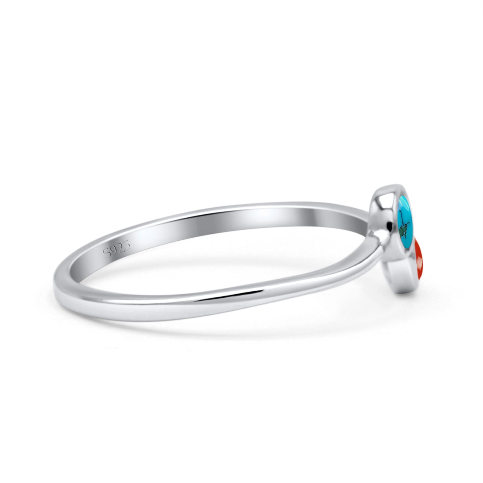 Thumb Ring Round Oxidized  Lab Created Opal 925 Sterling Silver