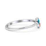 Thumb Ring Round Oxidized  Lab Created Opal 925 Sterling Silver