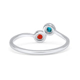 Thumb Ring Round Oxidized  Lab Created Opal 925 Sterling Silver