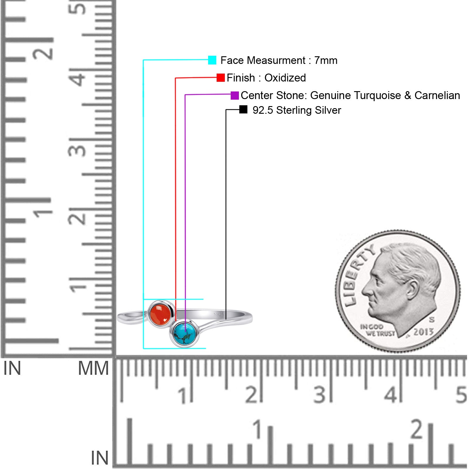 Thumb Ring Round Oxidized  Lab Created Opal 925 Sterling Silver