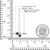 Thumb Ring Round Oxidized  Lab Created Opal 925 Sterling Silver