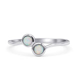 Thumb Ring Round Oxidized  Lab Created Opal 925 Sterling Silver