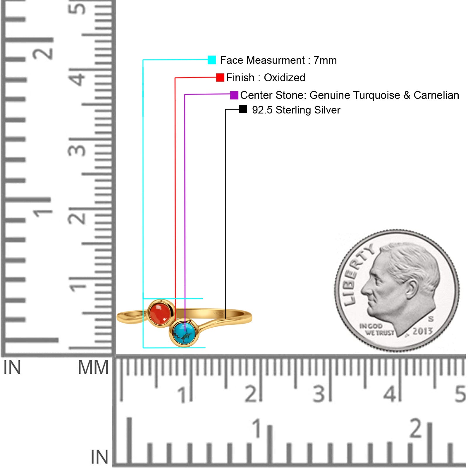Thumb Ring Round Oxidized  Lab Created Opal 925 Sterling Silver