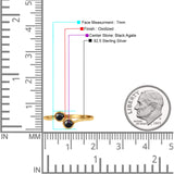 Thumb Ring Round Oxidized  Lab Created Opal 925 Sterling Silver