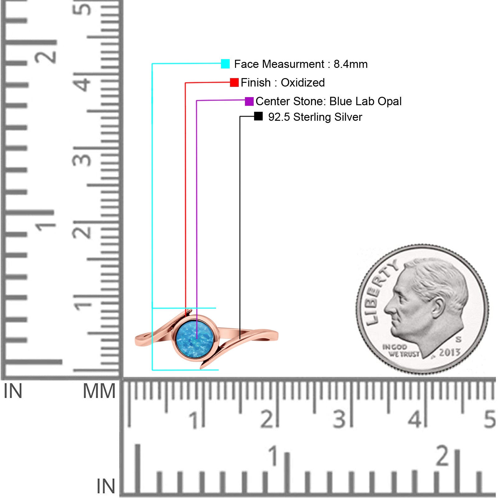 Thumb Ring Round Oxidized Statement Fashion Ring Band Lab Created Opal 925 Sterling Silver