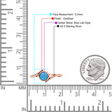 Thumb Ring Round Oxidized Statement Fashion Ring Band Lab Created Opal 925 Sterling Silver