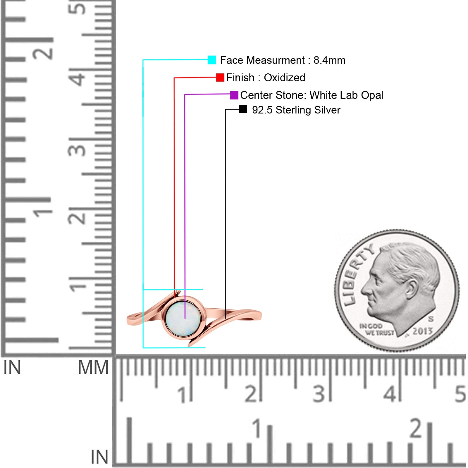 Thumb Ring Round Oxidized Statement Fashion Ring Band Lab Created Opal 925 Sterling Silver