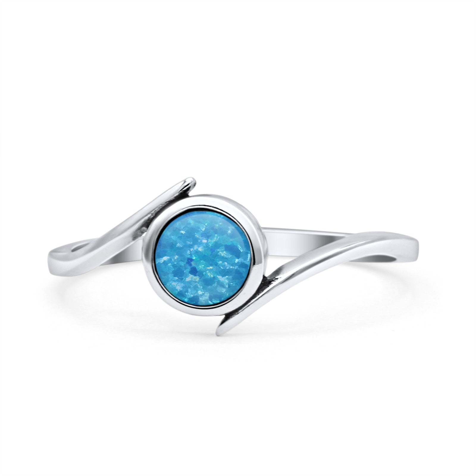 Thumb Ring Round Oxidized Statement Fashion Ring Band Lab Created Opal 925 Sterling Silver