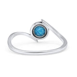Thumb Ring Round Oxidized Statement Fashion Ring Band Lab Created Opal 925 Sterling Silver