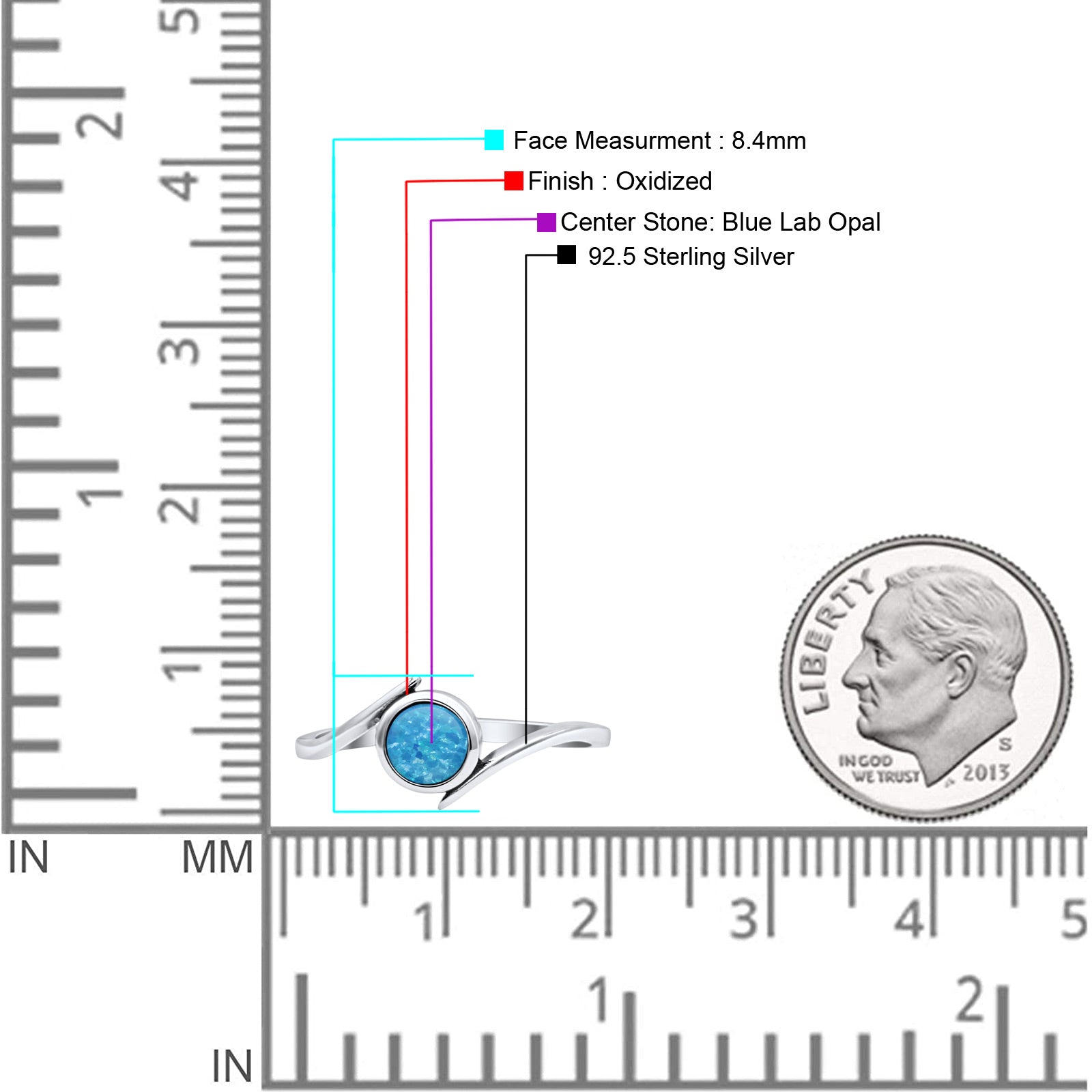 Thumb Ring Round Oxidized Statement Fashion Ring Band Lab Created Opal 925 Sterling Silver