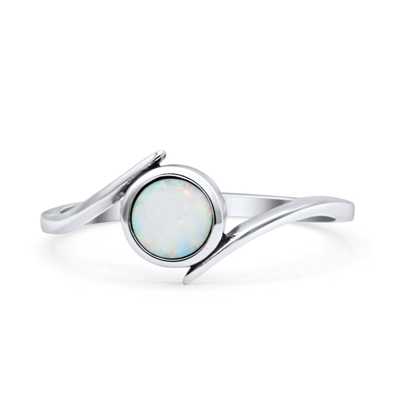 Thumb Ring Round Oxidized Statement Fashion Ring Band Lab Created Opal 925 Sterling Silver