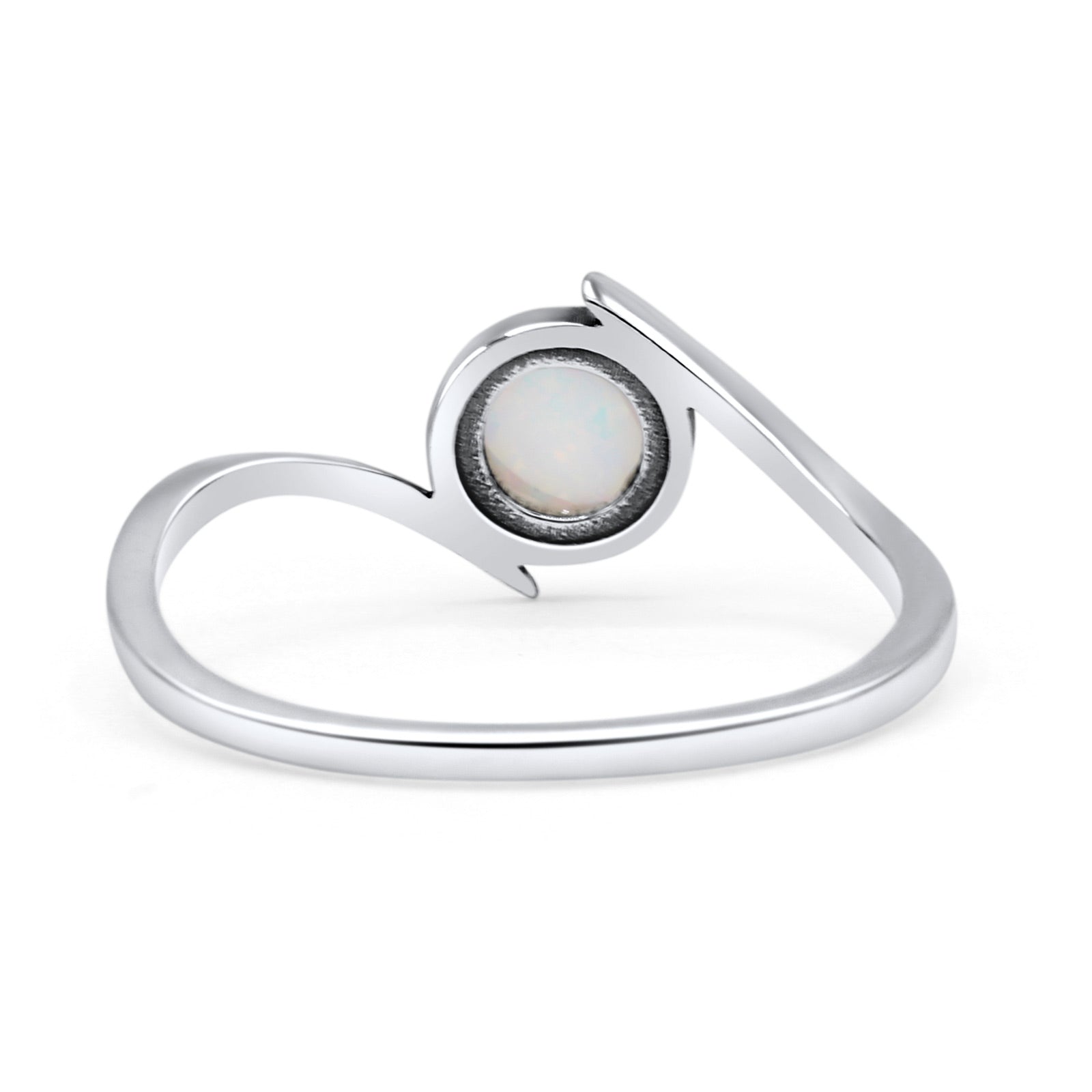 Thumb Ring Round Oxidized Statement Fashion Ring Band Lab Created Opal 925 Sterling Silver