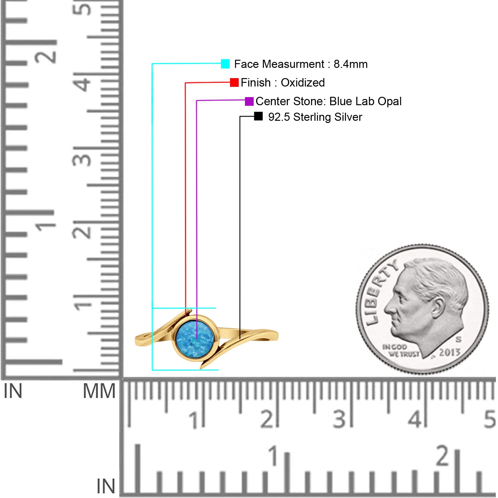 Thumb Ring Round Oxidized Statement Fashion Ring Band Lab Created Opal 925 Sterling Silver