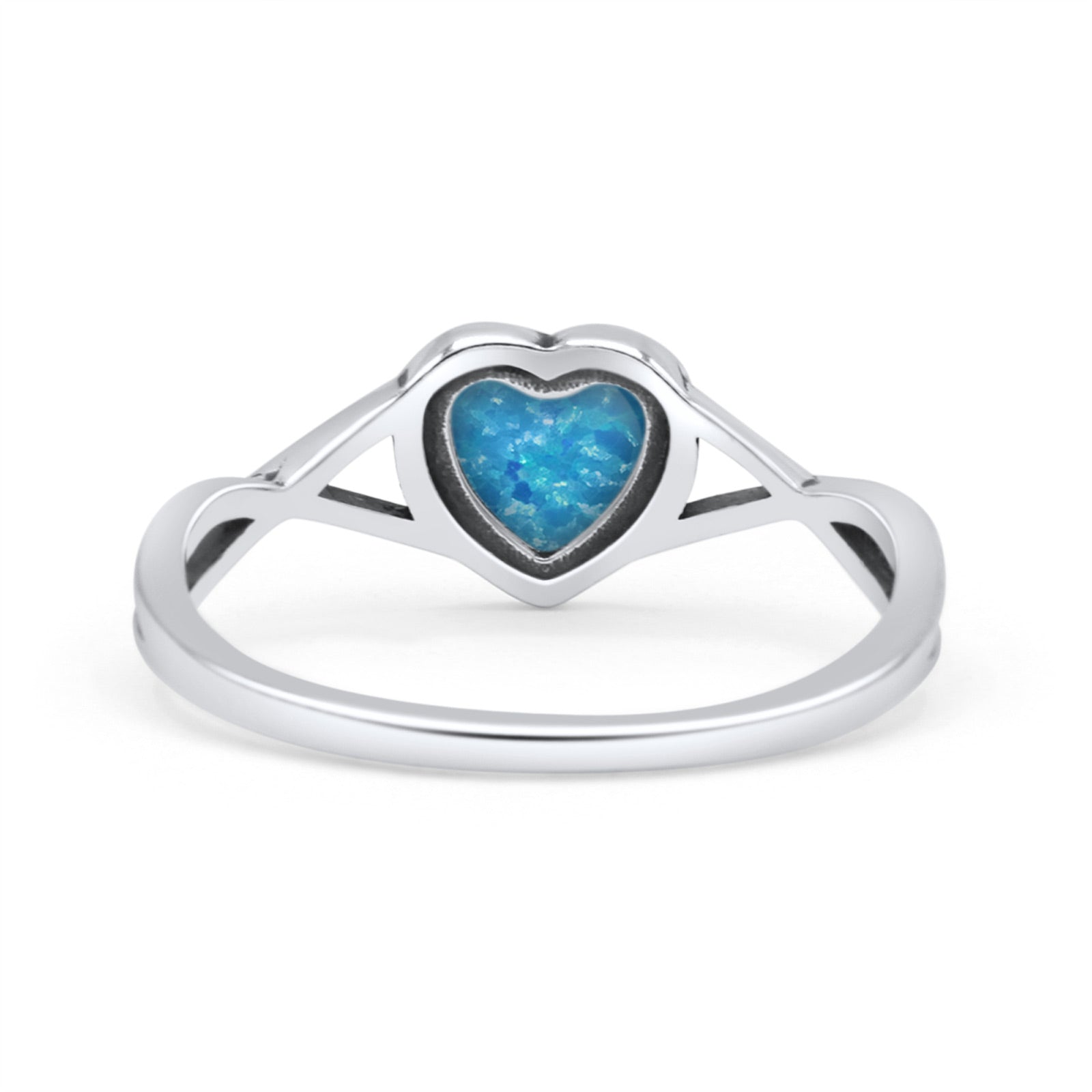 Infinity Shank Heart Promise Thumb Ring Oxidized Statement Fashion Ring Band Lab Created Opal 925 Sterling Silver