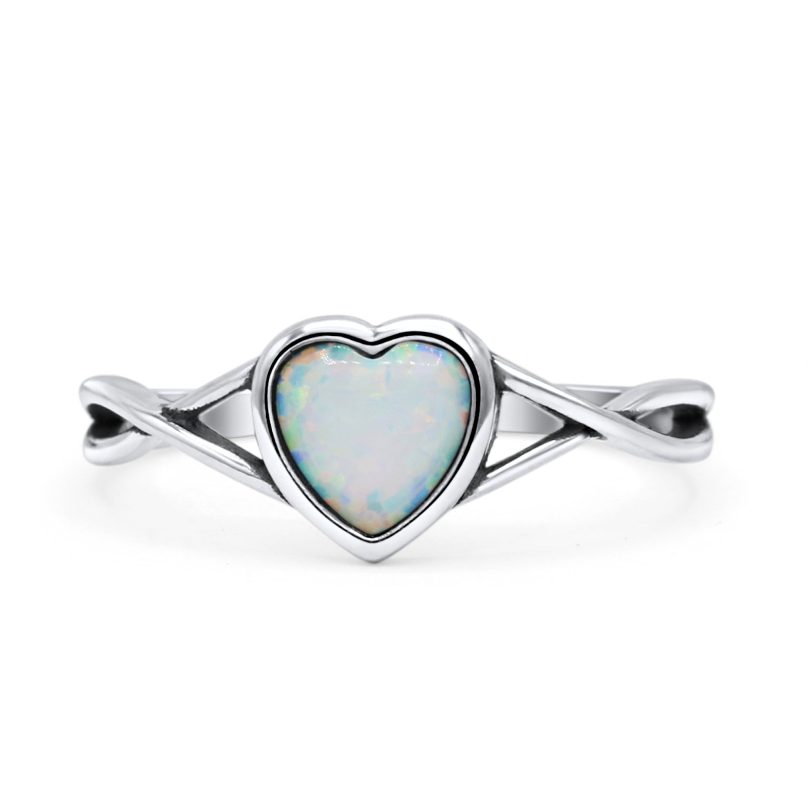 Infinity Shank Heart Promise Thumb Ring Oxidized Statement Fashion Ring Band Lab Created Opal 925 Sterling Silver