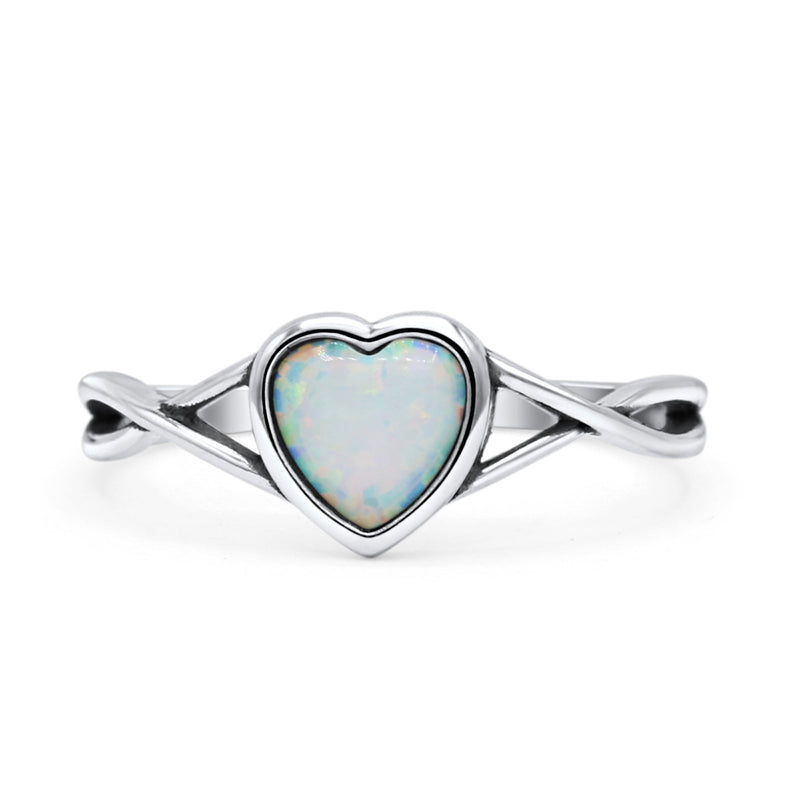 Infinity Shank Heart Promise Thumb Ring Oxidized Statement Fashion Ring Band Lab Created Opal 925 Sterling Silver