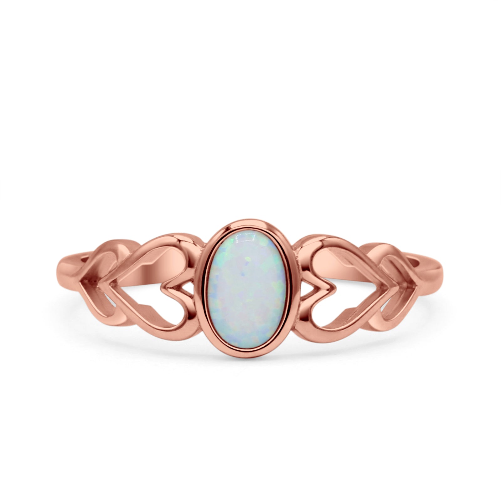 Swirl Filigree Hearts Oval Petite Dainty Thumb Ring Lab Created Opal Statement Fashion Ring 925 Sterling Silver