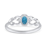 Swirl Filigree Hearts Oval Petite Dainty Thumb Ring Lab Created Opal Statement Fashion Ring 925 Sterling Silver