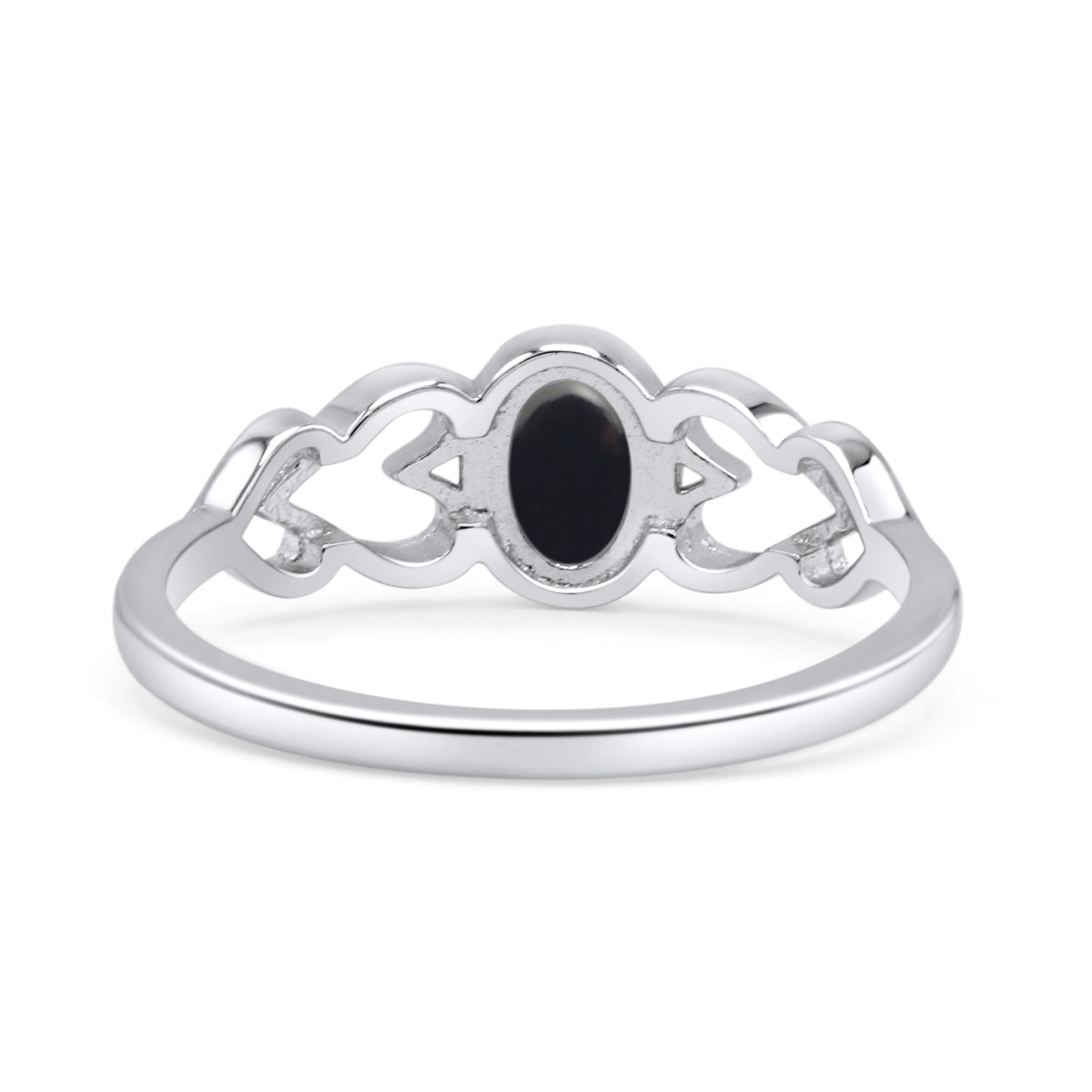 Swirl Filigree Hearts Oval Petite Dainty Thumb Ring Lab Created Opal Statement Fashion Ring 925 Sterling Silver