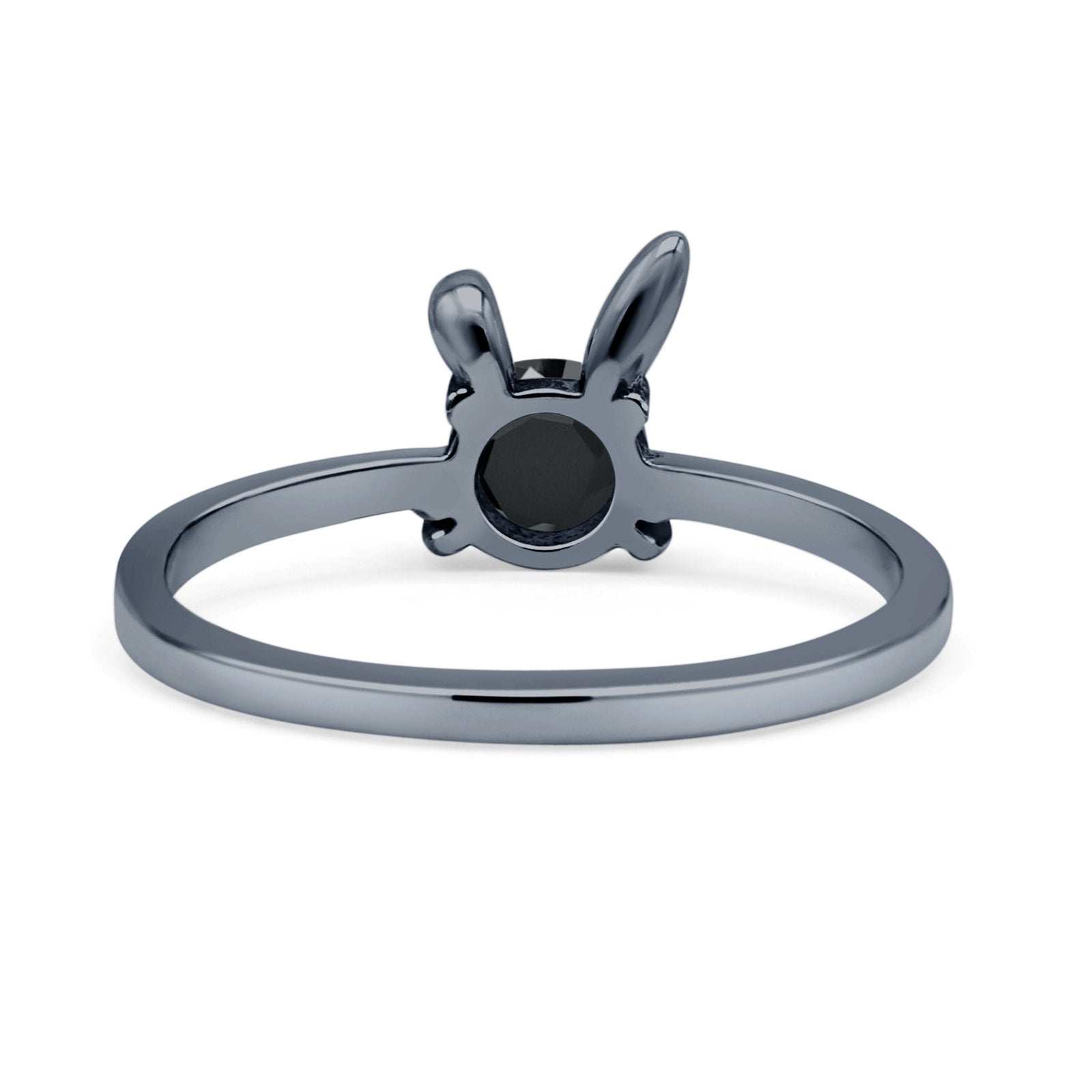 Art Deco Bunny Rabbit Round Thumb Ring Fashion Oxidized Lab Created Opal Solid 925 Sterling Silver