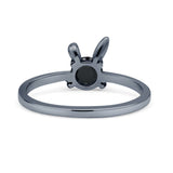 Art Deco Bunny Rabbit Round Thumb Ring Fashion Oxidized Lab Created Opal Solid 925 Sterling Silver