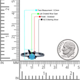 Art Deco Bunny Rabbit Round Thumb Ring Fashion Oxidized Lab Created Opal Solid 925 Sterling Silver