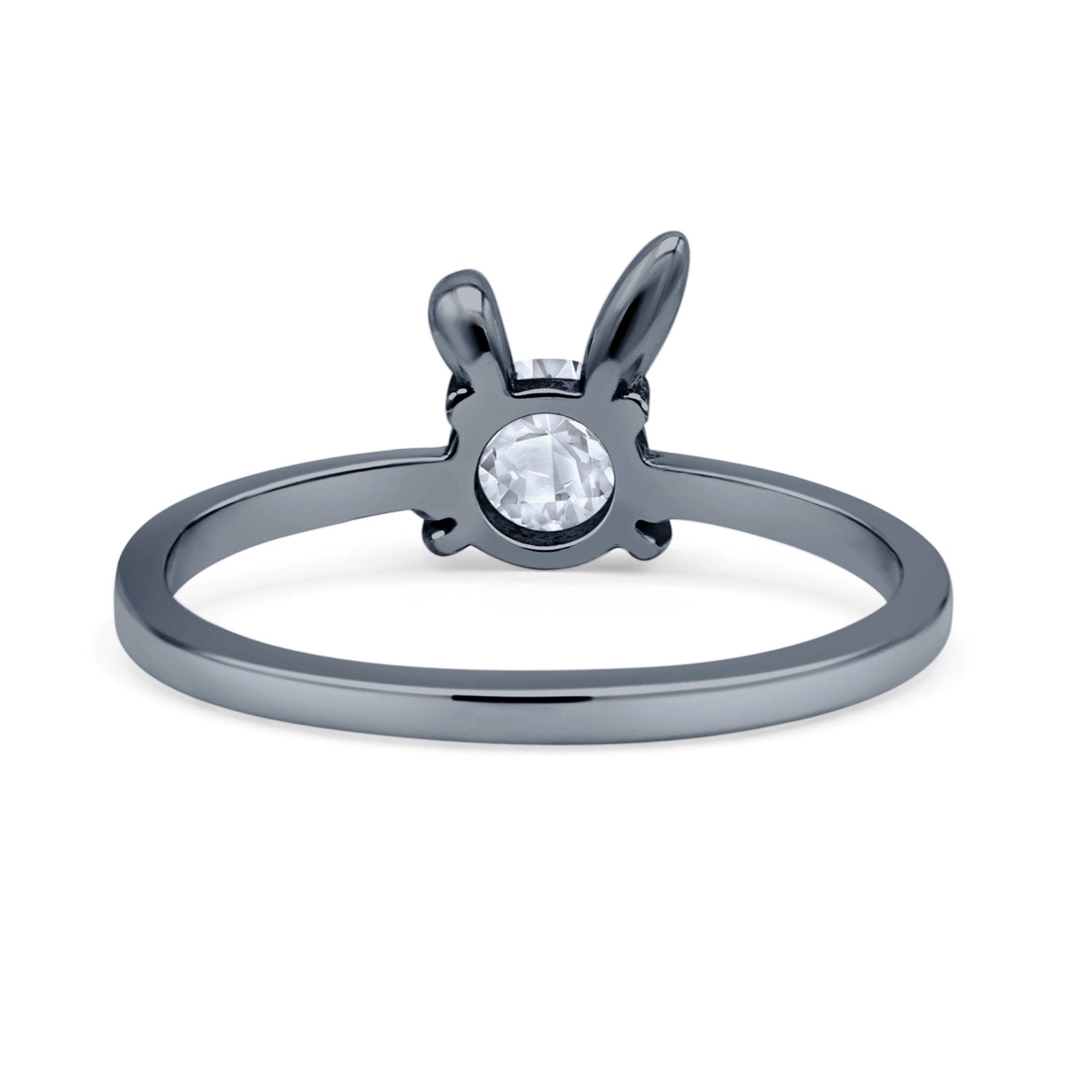 Art Deco Bunny Rabbit Round Thumb Ring Fashion Oxidized Lab Created Opal Solid 925 Sterling Silver