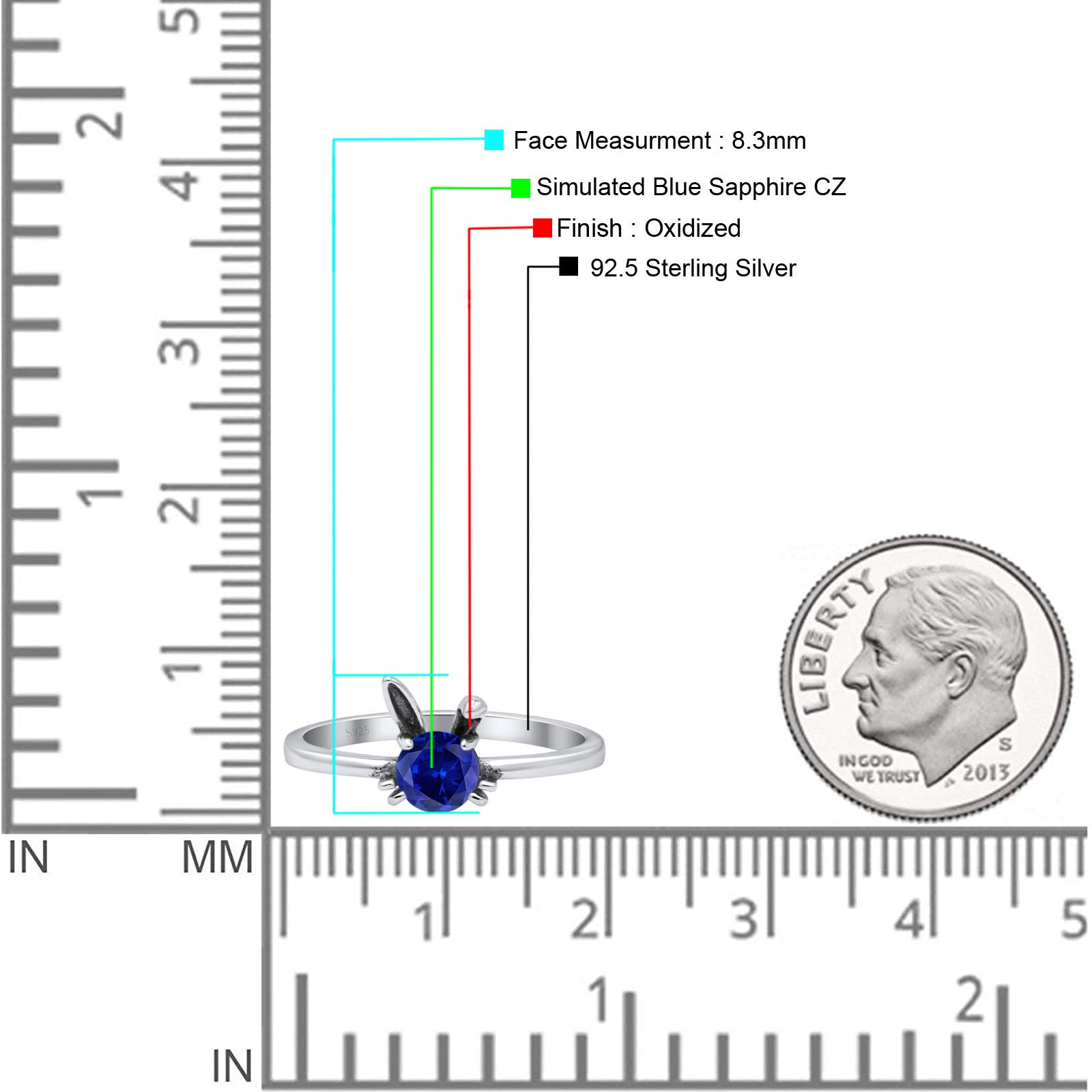 Art Deco Bunny Rabbit Round Thumb Ring Fashion Oxidized Lab Created Opal Solid 925 Sterling Silver