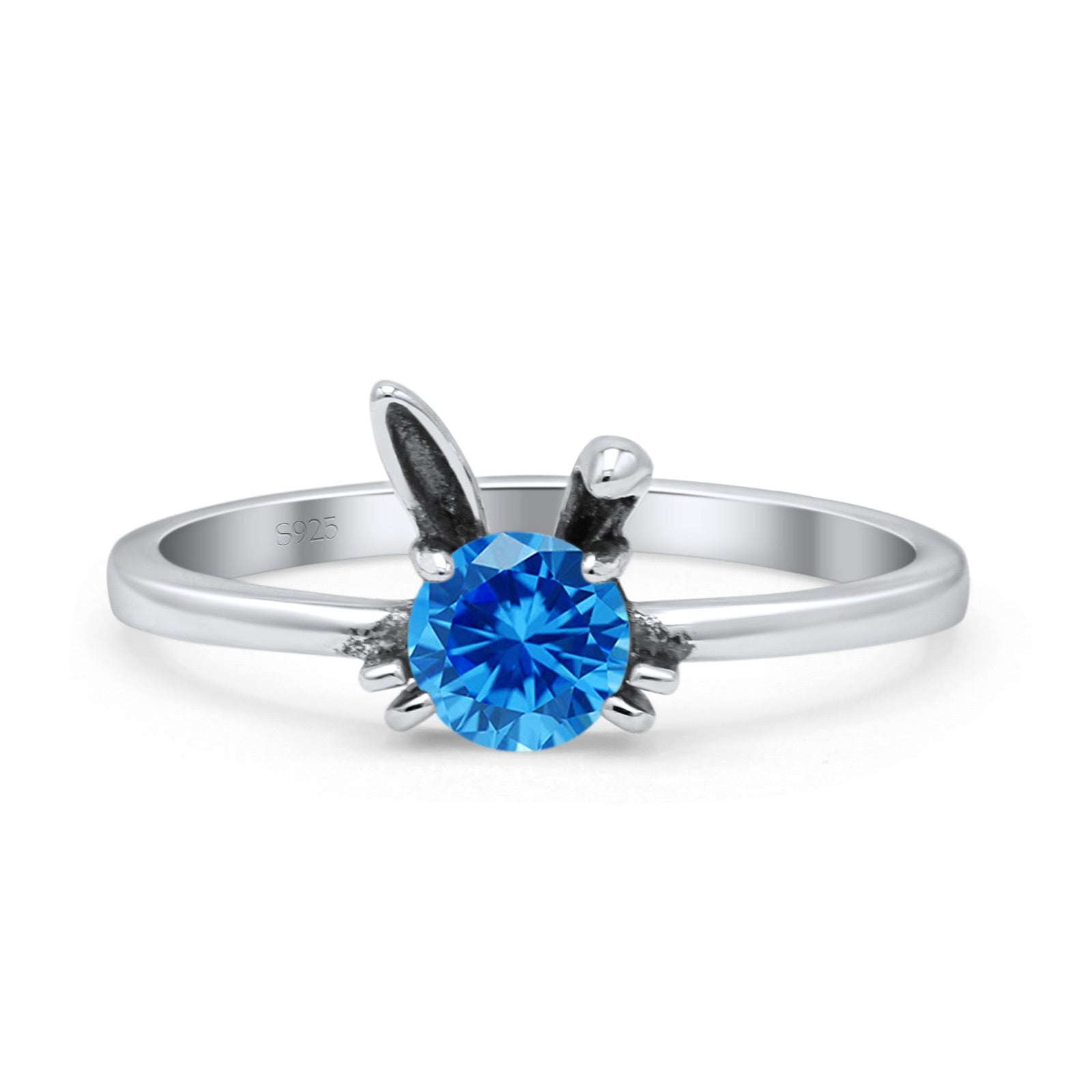 Art Deco Bunny Rabbit Round Thumb Ring Fashion Oxidized Lab Created Opal Solid 925 Sterling Silver