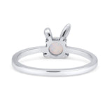 Art Deco Bunny Rabbit Round Thumb Ring Fashion Oxidized Lab Created Opal Solid 925 Sterling Silver