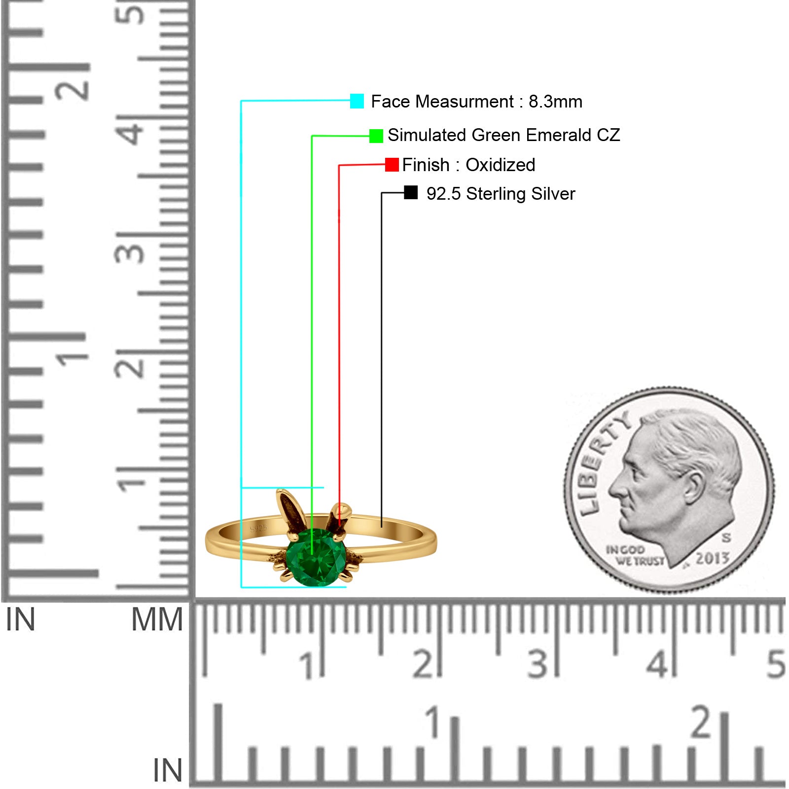 Art Deco Bunny Rabbit Round Thumb Ring Fashion Oxidized Lab Created Opal Solid 925 Sterling Silver