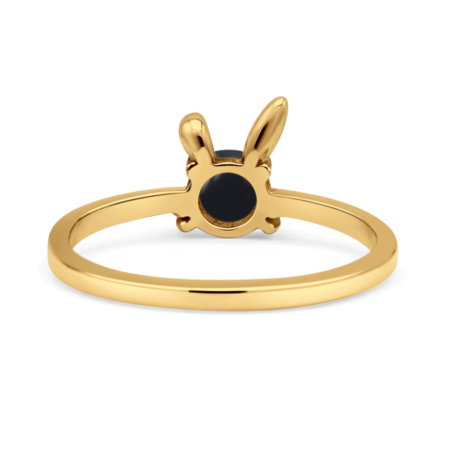 Art Deco Bunny Rabbit Round Thumb Ring Fashion Oxidized Lab Created Opal Solid 925 Sterling Silver