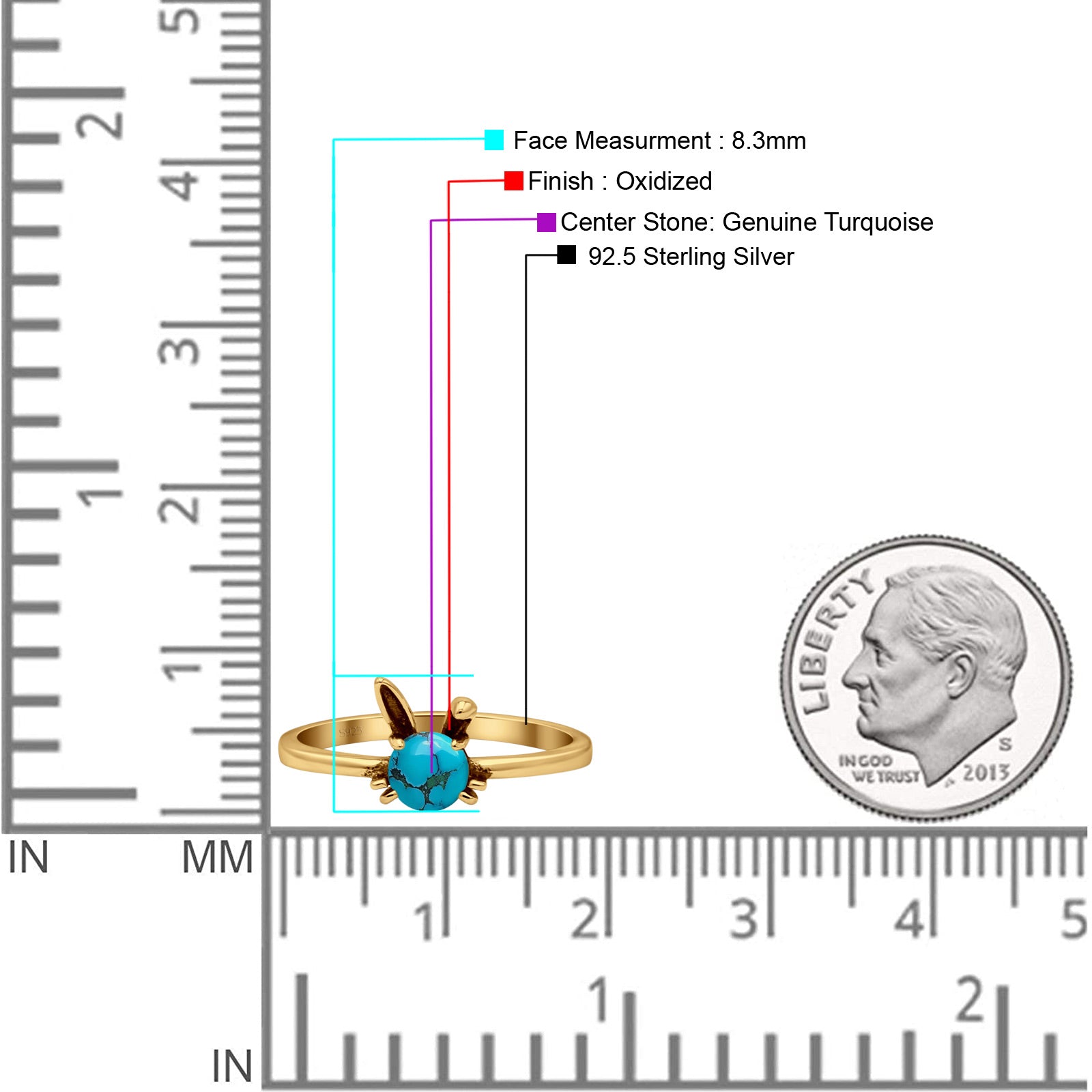 Art Deco Bunny Rabbit Round Thumb Ring Fashion Oxidized Lab Created Opal Solid 925 Sterling Silver